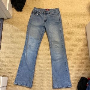 light wash warehouse flare jeans